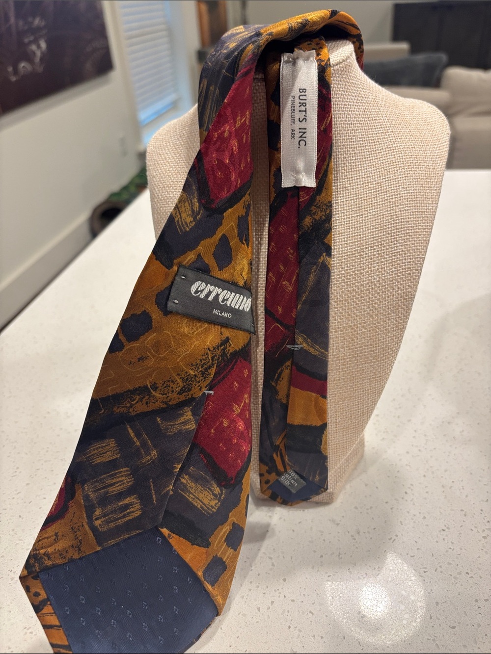 Vintage Erreuno Milano Silk Tie Abstract Geometric Multi Color Made in Italy